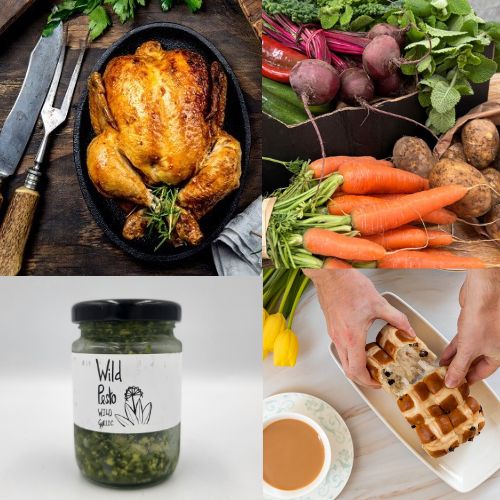 Easter roast chicken box with vegetables and potatoes
